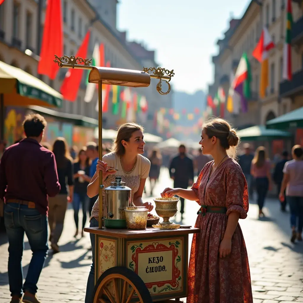 Teázás közben egy nő, aki élvezi a szívbarát italt a természetben.