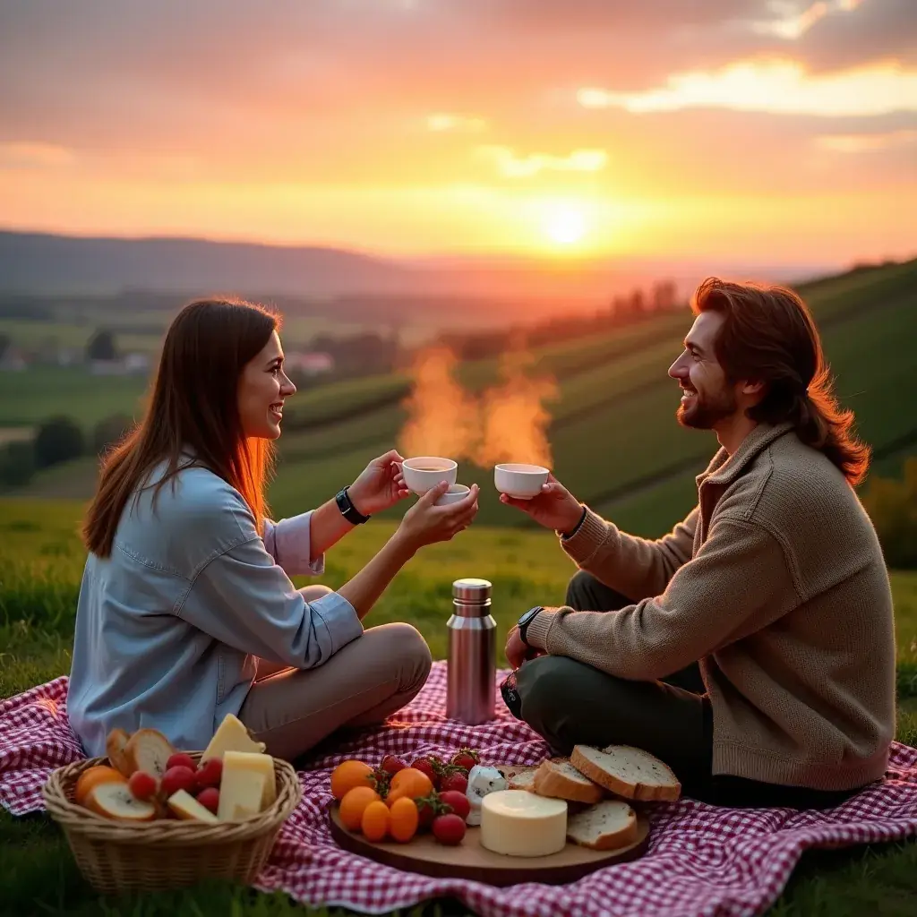 Teázás pillanata egy baráti összejövetelen, mindenki mosolyogva tartja a bögréjét.
